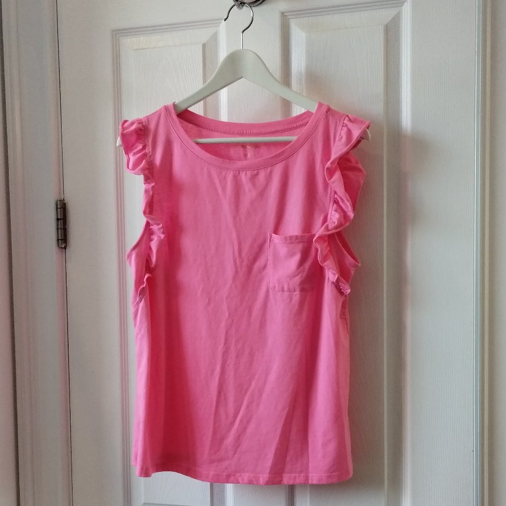 Lily Pulitzer pink flutter sleeve large top